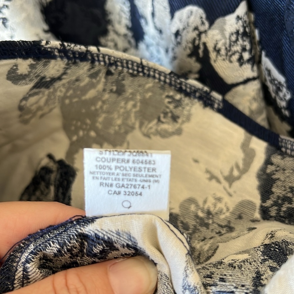 Anthropologie Eva Franco navy and white floral jacquard skirt - Picture 6 of 9